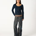 PANTALON PANA PAISLEY AZUL