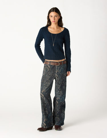 BLUE PAISLEY CORDUROY PANTS