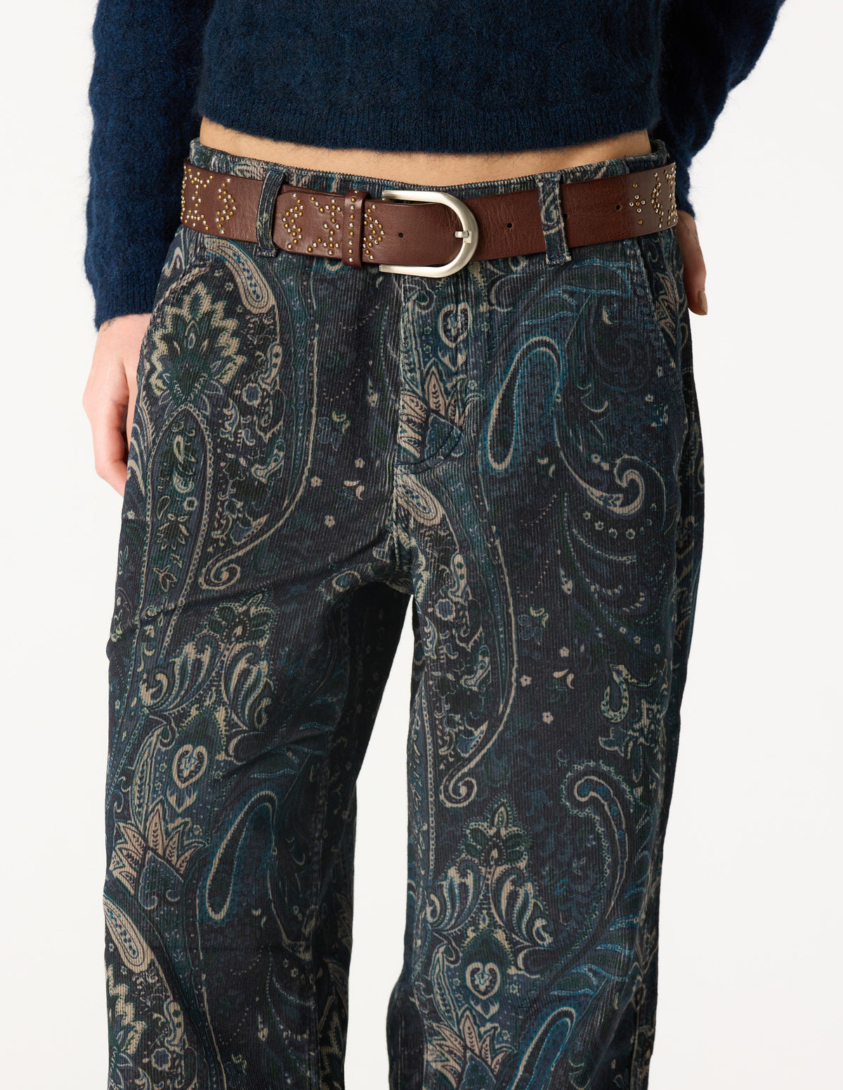 BLUE PAISLEY CORDUROY PANTS