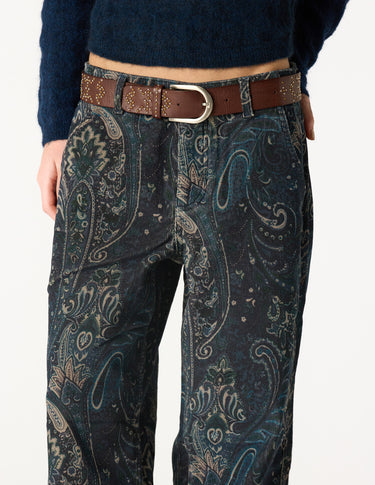 BLUE PAISLEY CORDUROY PANTS