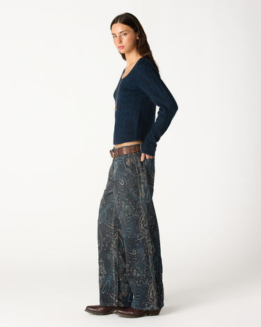 PANTALON PANA PAISLEY AZUL