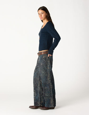 BLUE PAISLEY CORDUROY PANTS