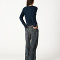 PANTALON PANA PAISLEY AZUL