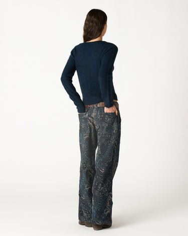 PANTALON PANA PAISLEY AZUL