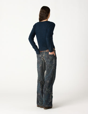 BLUE PAISLEY CORDUROY PANTS