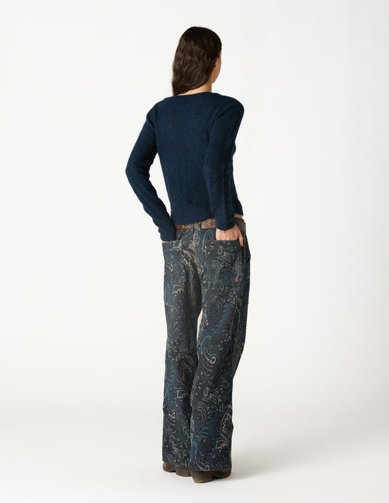 BLUE PAISLEY CORDUROY PANTS