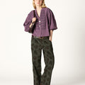 GREEN FLORAL CORDUROY PANTS