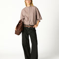 BLACK YOKE CUT TROUSERS