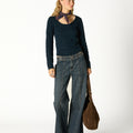 TROUSERS BUCKLE WAISTBAND DARK BLUE