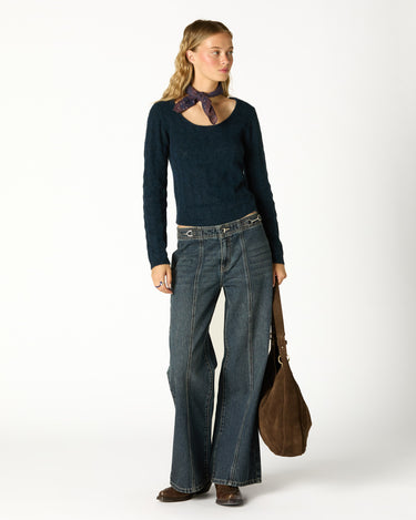 TROUSERS BUCKLE WAISTBAND DARK BLUE