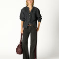 BLACK VELVET TAPE TROUSERS