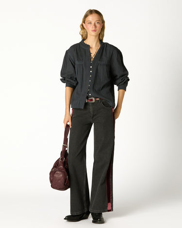 BLACK VELVET TAPE TROUSERS