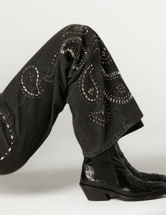 ANTHRACITE AMEOBA STUD YOKE TROUSERS