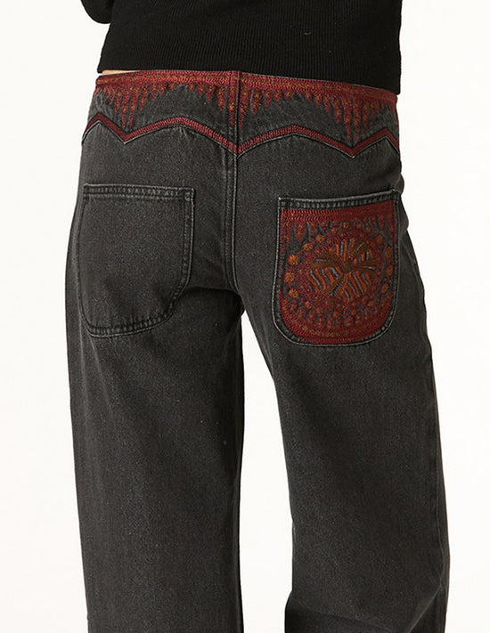 BLACK ETHNIC EMBROIDERED PANTS