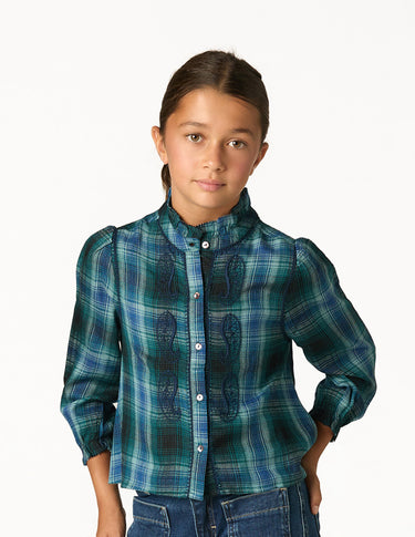 BLUE CHECK EMBROIDERED SHIRT
