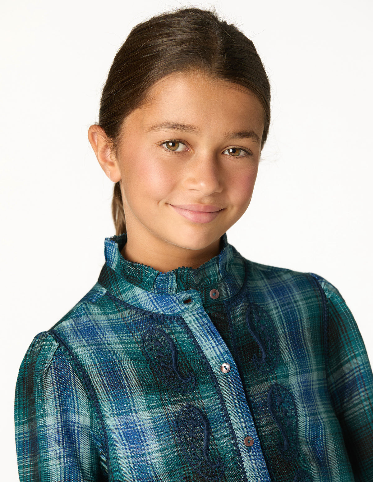 BLUE CHECK EMBROIDERED SHIRT