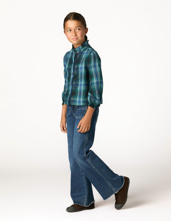 BLUE CHECK EMBROIDERED SHIRT