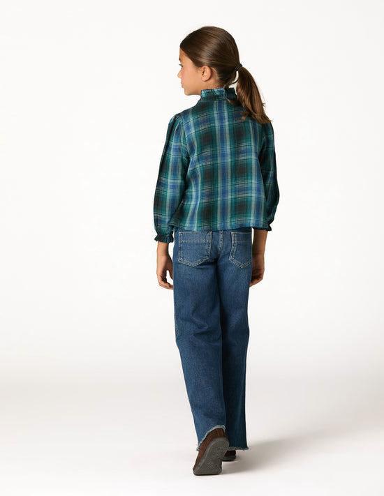 BLUE CHECK EMBROIDERED SHIRT