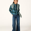 BLUE CHECK EMBROIDERED SHIRT