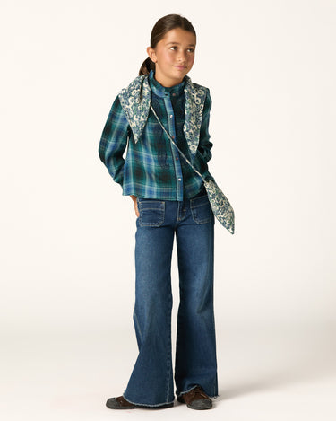 BLUE CHECK EMBROIDERED SHIRT