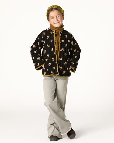 ANTHRACITE FLOWER BOMBER JACKET