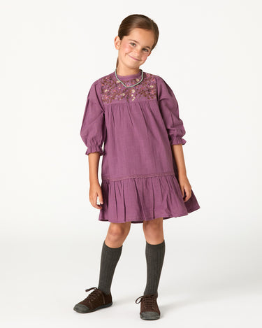 EMBROIDERED DRESS FLOWER FEATHER