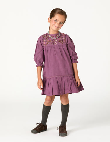 EMBROIDERED DRESS FLOWER FEATHER