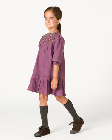 EMBROIDERED DRESS FLOWER FEATHER