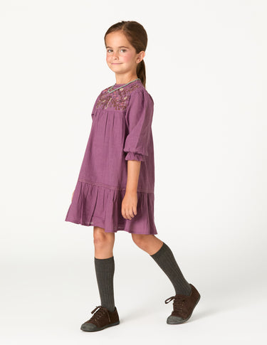 EMBROIDERED DRESS FLOWER FEATHER
