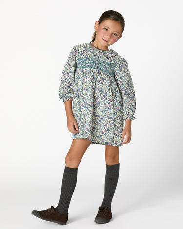 LONG SLEEVE SMOCKED DRESS BLOSSOM STARRY NIGHT