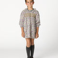 LONG SLEEVE SMOCKED DRESS BLOSSOM PLUM