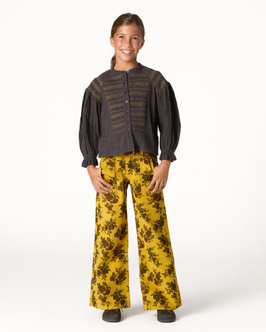 CURRY FLORAL CORDUROY PANTS