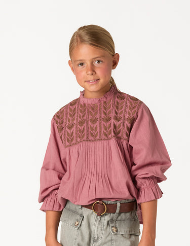 EMBROIDERED BLUSH SHIRT