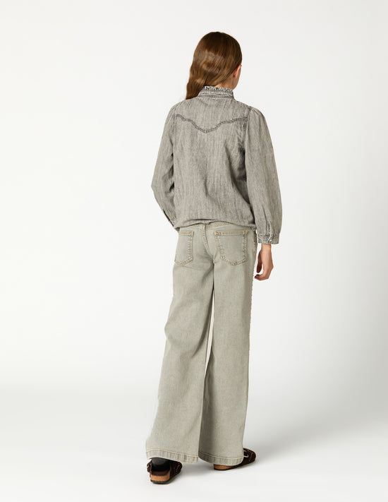 CAMISA DENIM TACHAS LIGHT GREY
