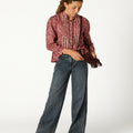 BURGUNDY TOILE PINTUCK SHIRT