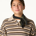 ECRU STRIPED POLO SWEATER