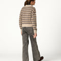 ECRU STRIPED POLO SWEATER
