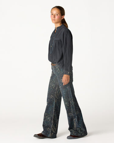 BLUE PAISLEY CORDUROY TROUSERS