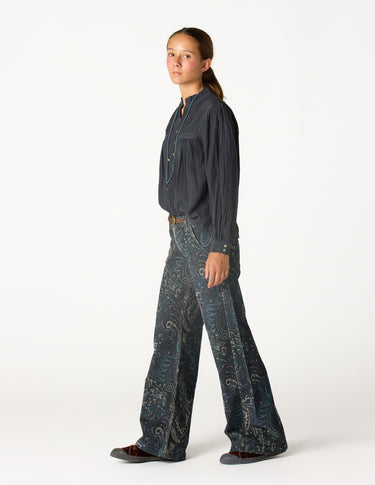 PANTALON PANA PAISLEY AZUL