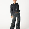 BLUE PAISLEY CORDUROY TROUSERS