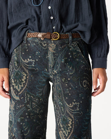 BLUE PAISLEY CORDUROY TROUSERS