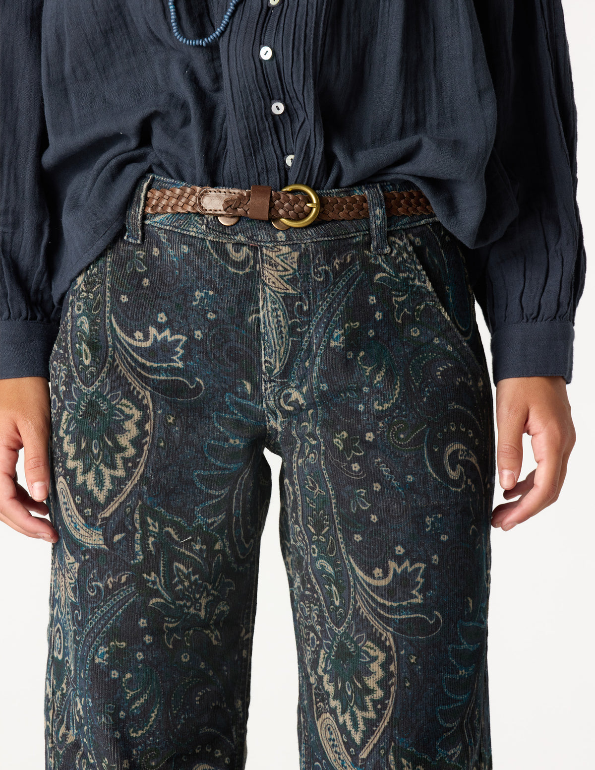 PANTALON PANA PAISLEY AZUL