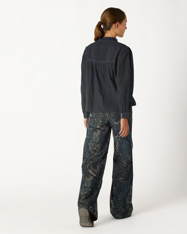 BLUE PAISLEY CORDUROY TROUSERS
