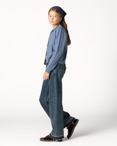 PANTALÓN DENIM DESFLECADO DARK BLUE