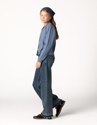 PANTALÓN DENIM DESFLECADO DARK BLUE