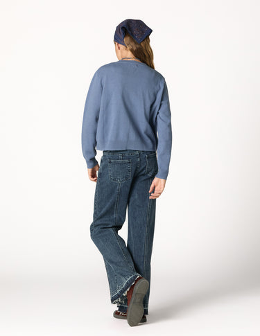 PANTALÓN DENIM DESFLECADO DARK BLUE