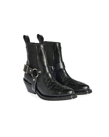 BOTIN COWBOY HEBILLA NEGRO
