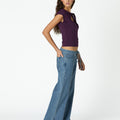 TROUSERS POCKETS STITCHING STRIPES BLUE