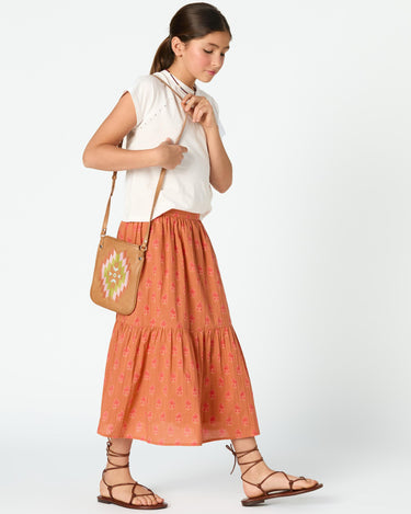 LONG SKIRT BUTI PRINT ORANGE