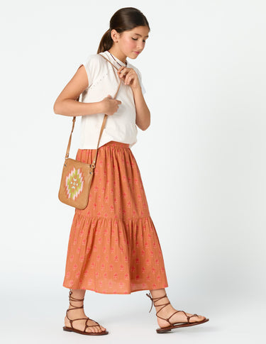 LONG SKIRT BUTI PRINT ORANGE